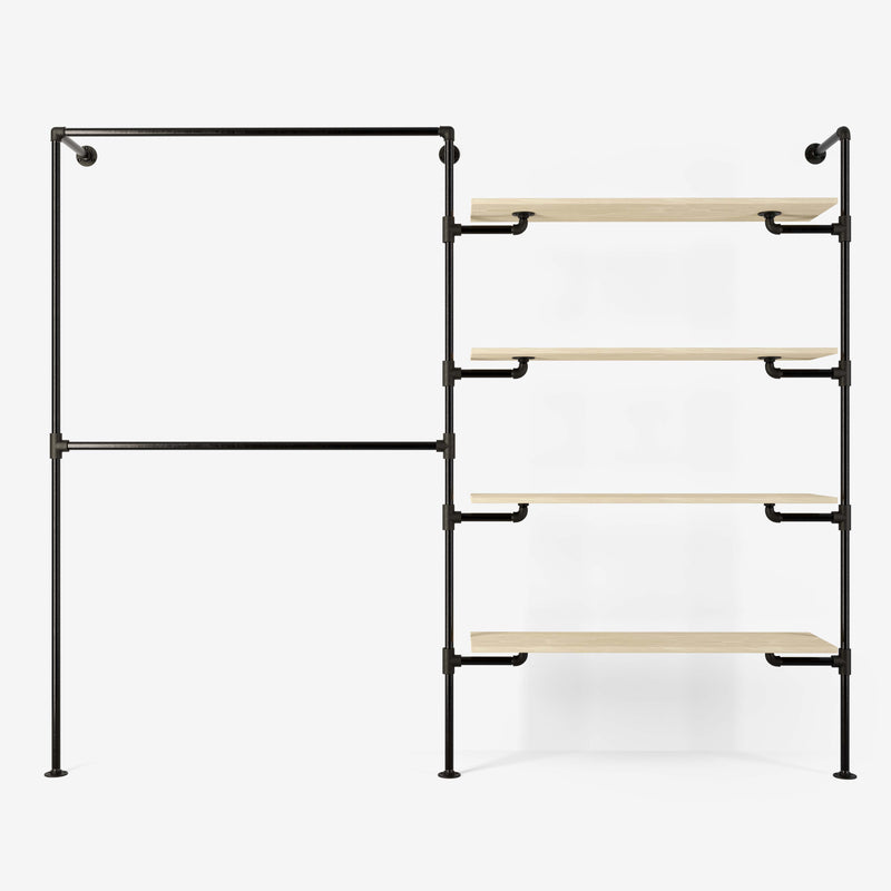 Het walk -in 2 rij garderobe -systeem - (2 rails / 4 planken)